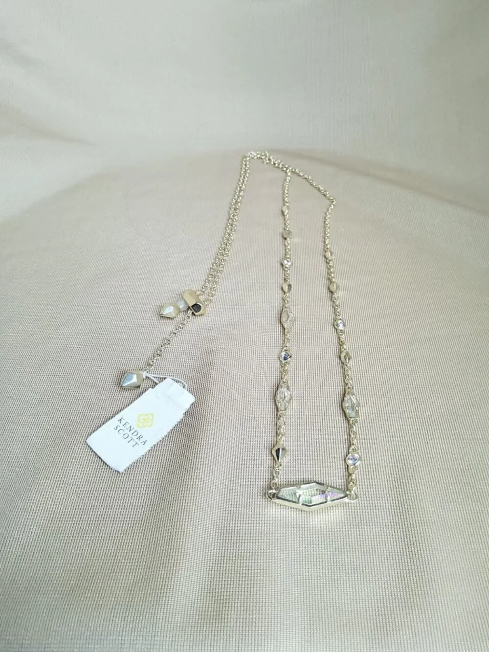 kendra scott debra silver tone aurora borealis chrystals station necklace